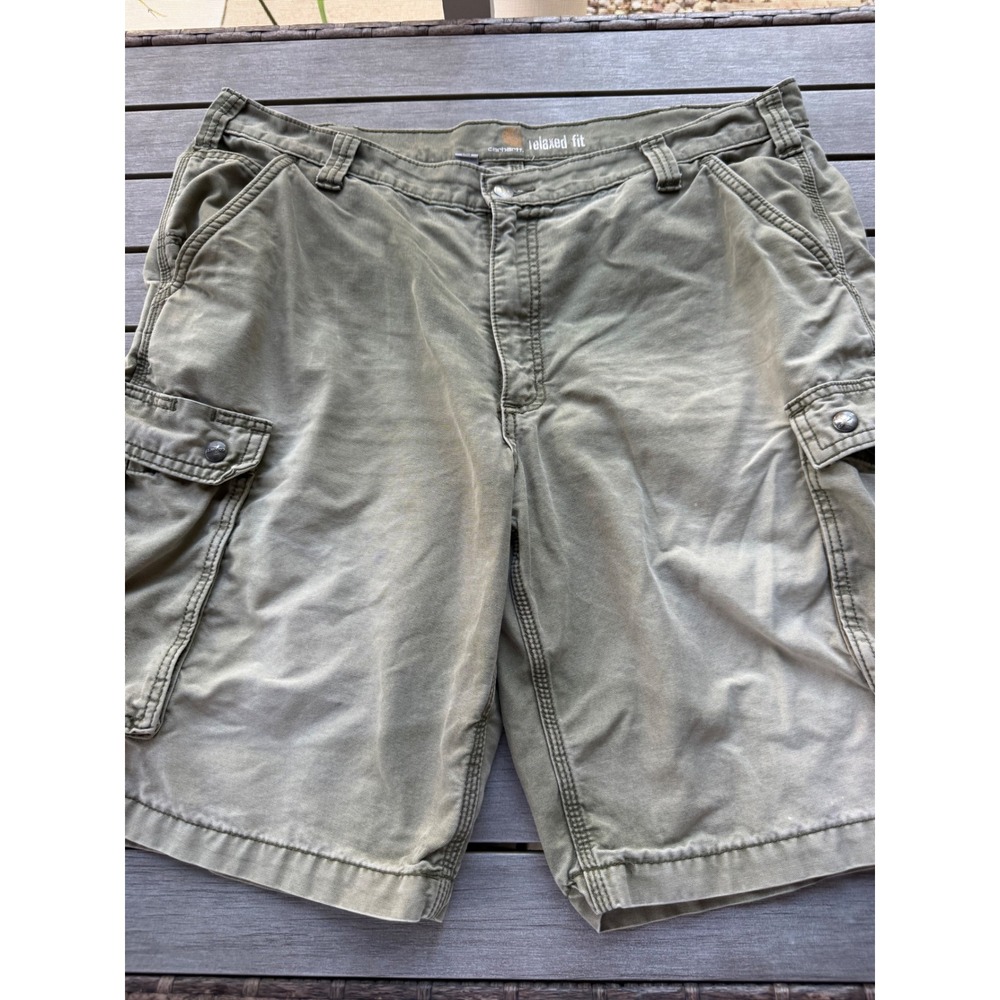 Vtg Carhartt Men's Rugged Cargo Shorts 40 relaxed fit army olive green outdoor